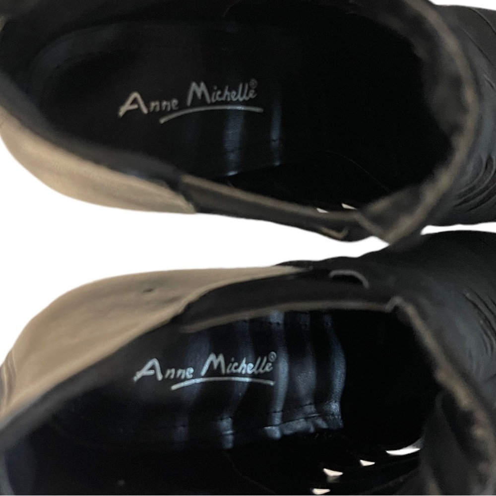 Anne Michelle Momentum 99 Black Faux Leather Pointed Toe Vented Upper Bootie 7.5 - Picture 13 of 13